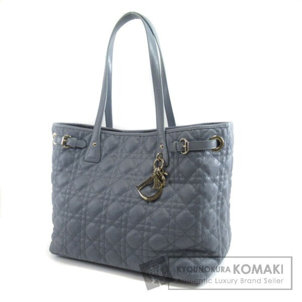 CHRISTIAN DIOR Logo Charm Tote Bag Canvas